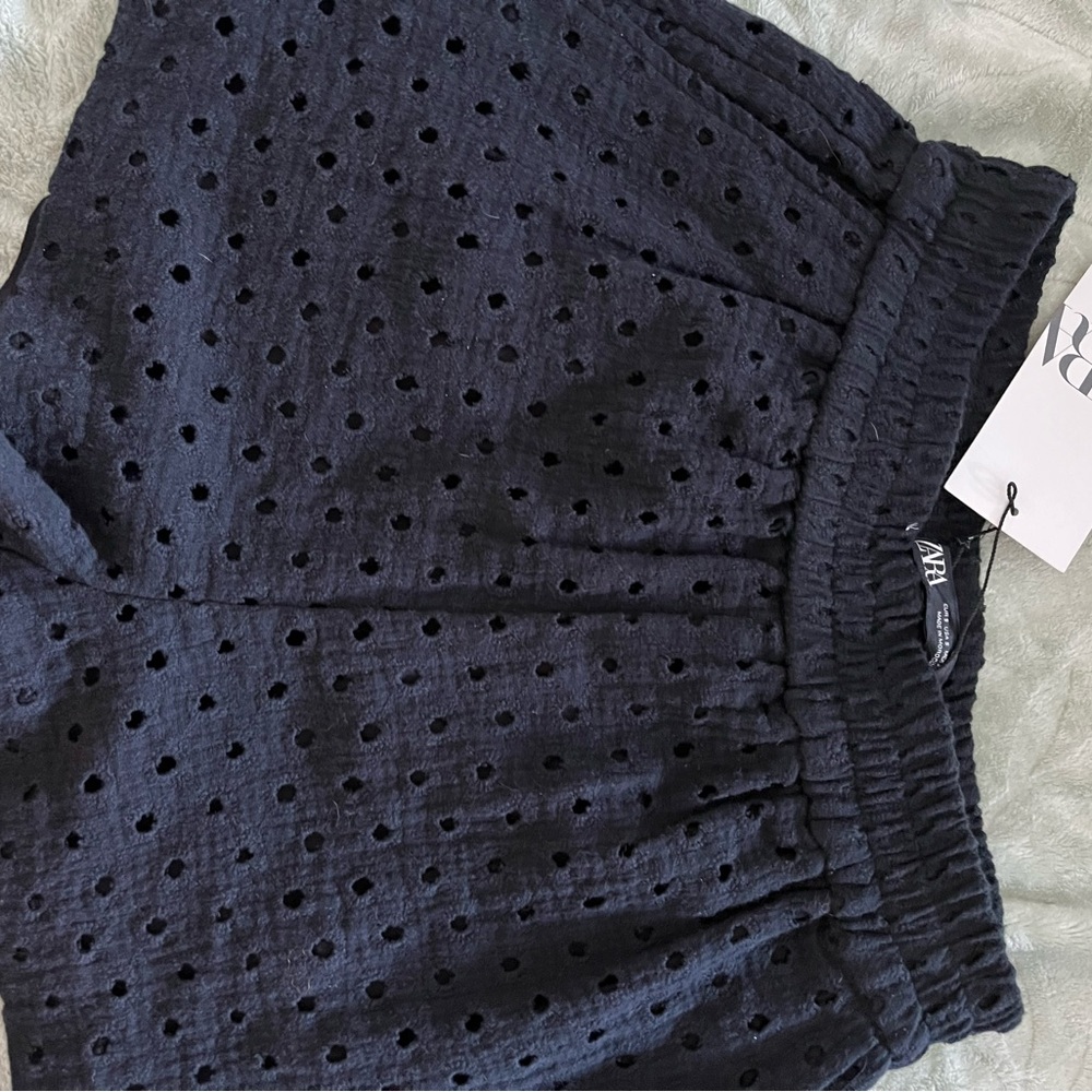 Zara Charcoal Eyelet Shorts
